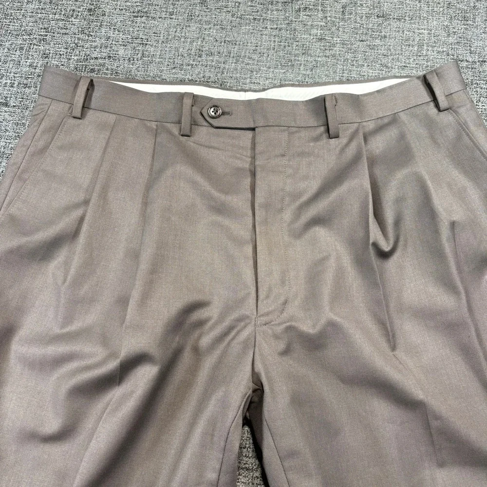 Lauren Ralph Lauren Dress Pants Mens 38 Brown Pleated Cuffed Trousers 1207
